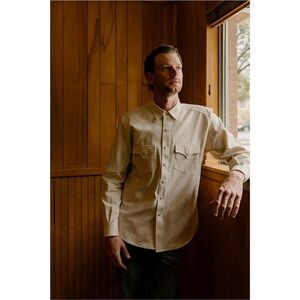 Richter Goods Duck Canvas Pearl Snap Western Shirt‎ in Chalk Size L